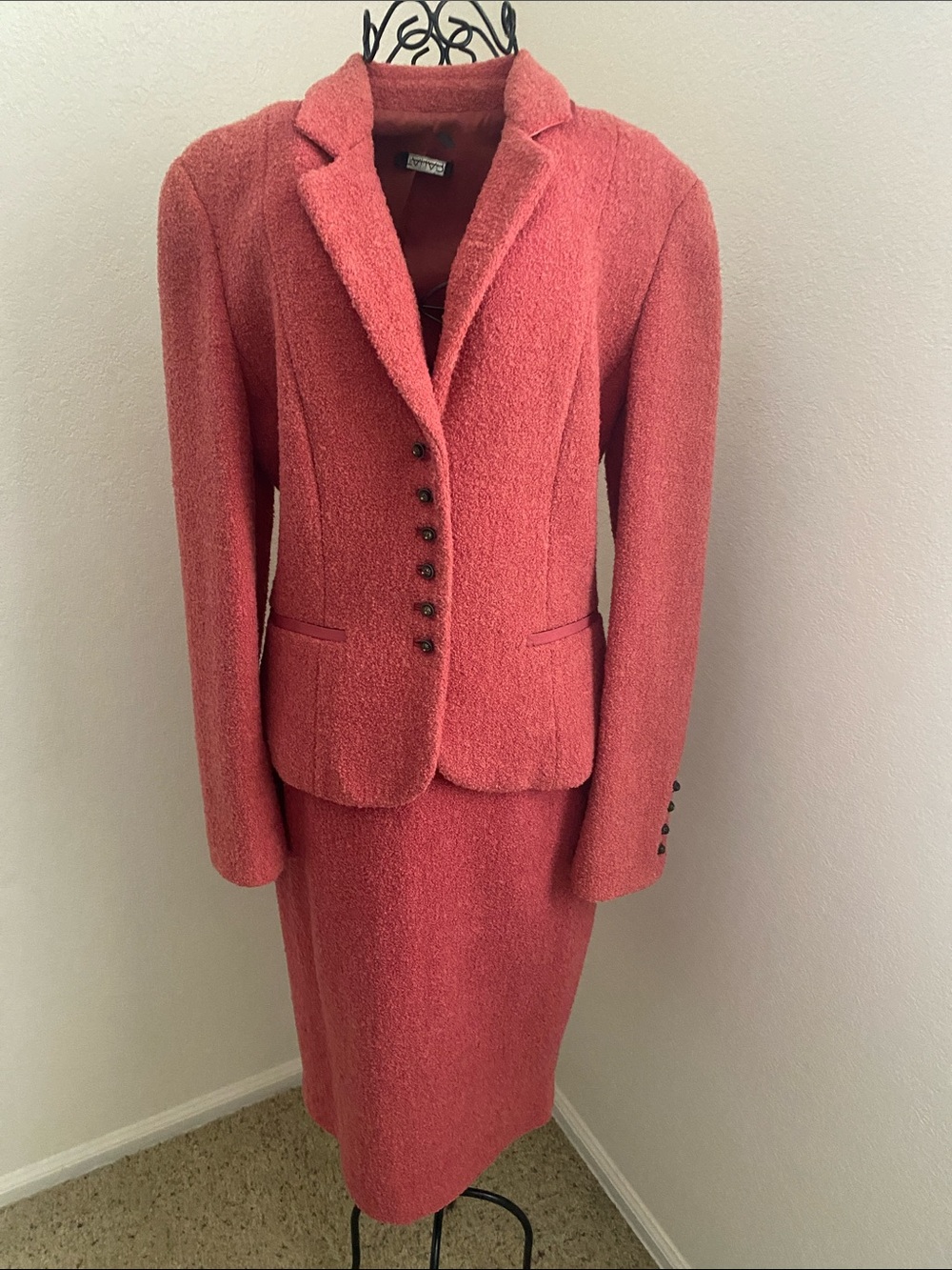 Tahari Coral Bouclé Two-Piece Blazer and Skirt Set